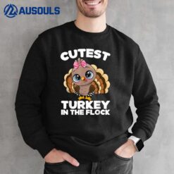 Girls Thanksgiving Shirt For Kids Toddlers Cutest Turkey Sweatshirt