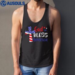 God Bless America Christian Religious American Flag Tank Top