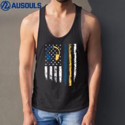 Gold Blue Line 911 Police Dispatcher First Responder Ver 2 Tank Top