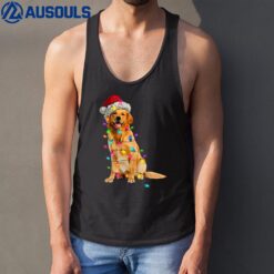 Golden Retrievers Christmas Lights Hat Santa Dog Lover Tank Top