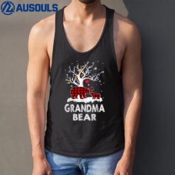 Grandma Bear Christmas Pajama Red Plaid Buffalo Family Tank Top