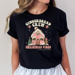 Groovy Christmas Pink Gingerbread House Cookie Baking Crew T-Shirt
