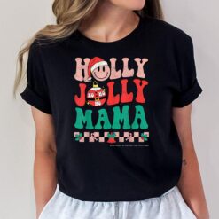 Groovy Retro Christmas Hippie Have A Holly Xmas Jolly Mama T-Shirt