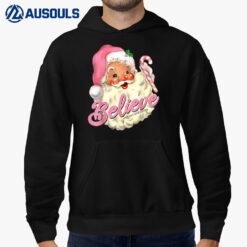 Groovy Vintage Pink Santa Claus Believe Christmas Women Kids Hoodie