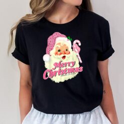 Groovy Vintage Pink Santa Claus Merry Christmas Women Kids T-Shirt