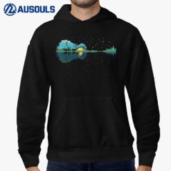 Guitar Lake Reflections Night Sky and Moon Guitar Hoodie