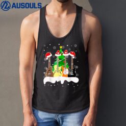 Guitar Santa Snow Christmas Tree For Music Lovers Xmas Tank Top