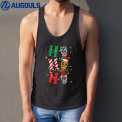 HO HO HO Mexican Skull Santa Hat Christmas Funny Xmas Tank Top