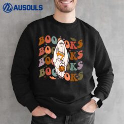 Halloween Booooks Cute Ghost Boo Reading Books Adults Kids Sweatshirt