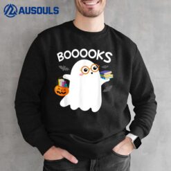 Halloween Booooks Cute Ghost Reading Library Books Halloween Sweatshirt