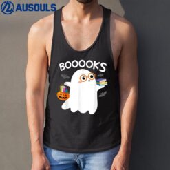 Halloween Booooks Cute Ghost Reading Library Books Halloween Tank Top