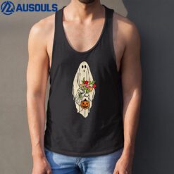 Halloween Costume Vintage Floral Ghost Pumpkin Funny Graphic Ver 2 Tank Top