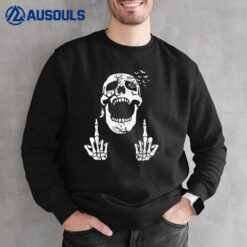 Halloween Skeleton Bones Middle Finger Skull Men Women Sweatshirt