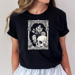 Halloween Skull Pastel Goth Flower Gothic Floral Cottagecore T-Shirt