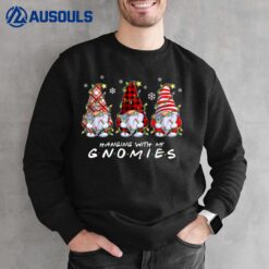 Hanging With My Gnomies Funny Christmas Light Gnome Plaid Sweatshirt