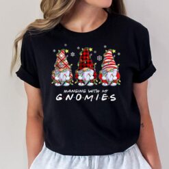 Hanging With My Gnomies Funny Christmas Light Gnome Plaid T-Shirt