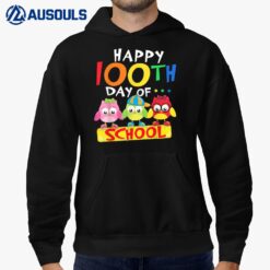 Happy 100th Day Of School Owl Kids 100 Days Teacher Hoodie