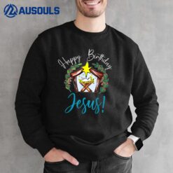 Happy Birthday Jesus Nativity Scene Christian Women Kids Sweatshirt