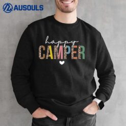 Happy Camper Leopard Camping Lover Outdoor Activities Camper Sweatshirt