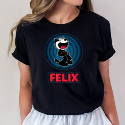 Happy Felix Cat Cartoon Circle Retro Felix Cat Comics T-Shirt