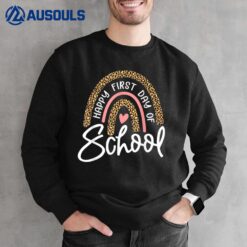 Happy First Day of School Leopard Rainbow Back To School Sweatshirt