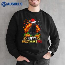 Happy Hallothanksmas Cat Halloween Thanksgiving Christmas Sweatshirt