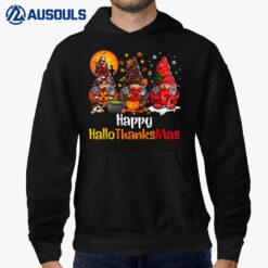 Happy Hallothanksmas Gnomes Halloween Thanksgiving Christmas Hoodie