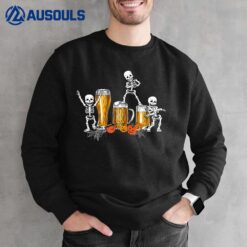 Happy Halloween Funny Skeleton Drinking Beer Sweatshirt