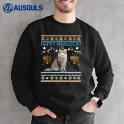 Happy Hanukcat Ugly Hanukkah Sweater Cat Chanukah Jewish Sweatshirt