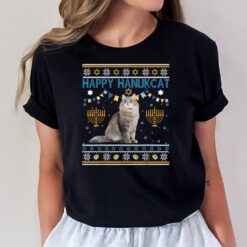 Happy Hanukcat Ugly Hanukkah Sweater Cat Chanukah Jewish T-Shirt