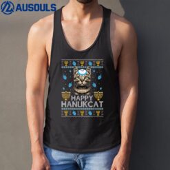Happy Hanukcat Ugly Hanukkah Sweater Maine Coon Cat Jewish Tank Top