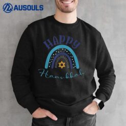 Happy Hanukkah Cute Rainbow Gift For Jewish Women Kids Girls Sweatshirt