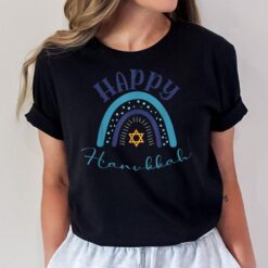 Happy Hanukkah Cute Rainbow Gift For Jewish Women Kids Girls T-Shirt