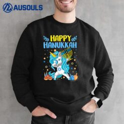 Happy Hanukkah Dabbing Jewish Unicorn Kids Chanukah Sweatshirt