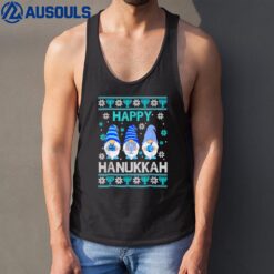 Happy Hanukkah Gnome Gnomies Menorah Pajama Ugly Tank Top