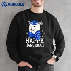 Happy Hanukkah Smudge Cat Meme Funny Holiday Ugly Christmas Sweatshirt