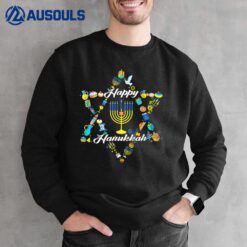 Happy Hanukkah Star Of Davidd Menorah Jewish Christmas Xmas Sweatshirt