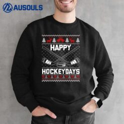 Happy Hockeydays Funny Christmas Ice Hockey Player Fan Xmas Sweatshirt