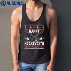 Happy Hockeydays Funny Christmas Ice Hockey Player Fan Xmas Tank Top