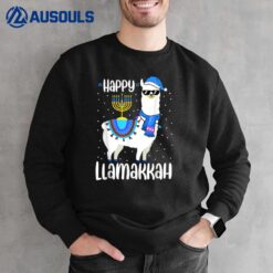 Happy Llamakkah Cute Jewish Llama Sunglasses Hanukkah Sweatshirt