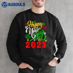 Happy New Year 2023 Colorful Fireworks Matching Family Kids Sweatshirt