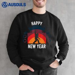 Happy New Year Funny Retro Rock And Roll Bigfoot Sweatshirt