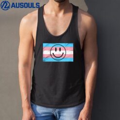 Happy Smiley Face Emoji Transgender Pride Flag Stuff Trans Tank Top