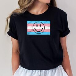 Happy Smiley Face Emoji Transgender Pride Flag Stuff Trans T-Shirt