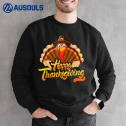 Happy Thanksgiving For Boys Girls Kids Pilgrim Turkey Sweatshirt