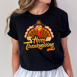 Happy Thanksgiving For Boys Girls Kids Pilgrim Turkey T-Shirt