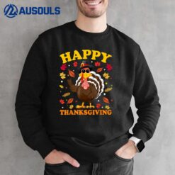 Happy Thanksgiving  Pilgrim Turkey Fall Season Sweatshirt