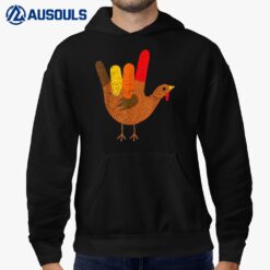 Happy Thanksgiving Turkey ASL I Love You Sign Language Hoodie