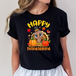 Happy Thanksgiving s For Boys Girls Kids Pilgrim Turkey T-Shirt