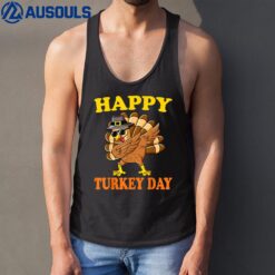 Happy Turkey Day Shirt Cute Little Pilgrim Gift Thanksgiving Tank Top